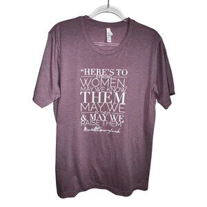 Bella+Canvas Womens Graphic Tee "Here's To Strong Women" Large Purple White Cute